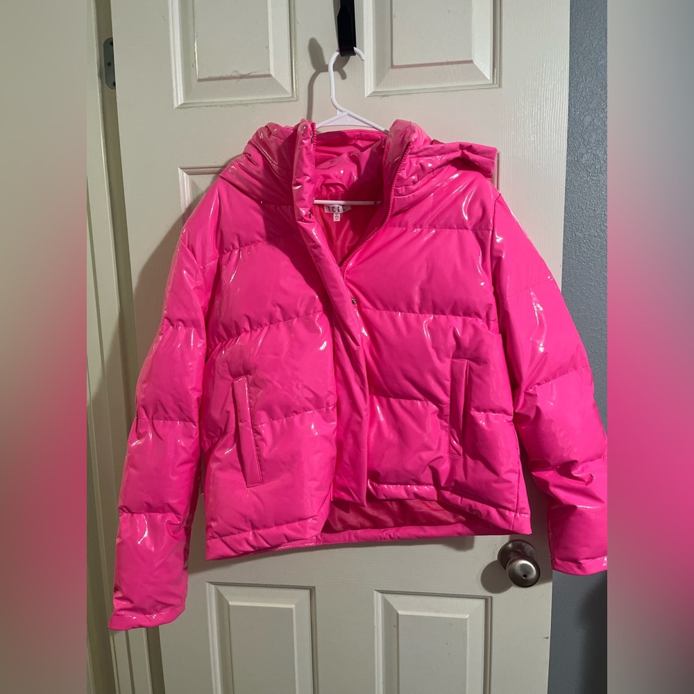 TCEC Glossy Pink Women's Puffer Jacket